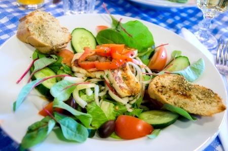 Greek salad with cheese の写真素材