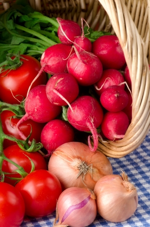 Fresh vegetables in a basket の写真素材