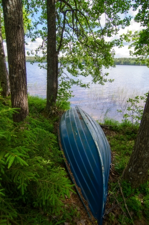 Boat on the lake  Finland の写真素材
