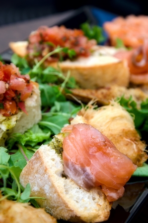 Sandwich with vegetables and fishの写真素材