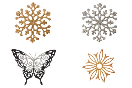 Set different snowflakes on a white background.の写真素材