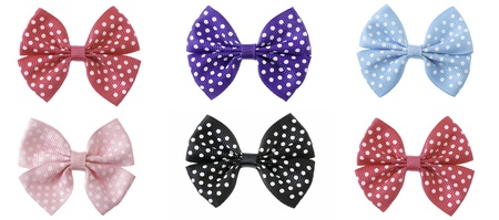 Collection set of colorful ribbon bows isolation on a white backgroundの写真素材