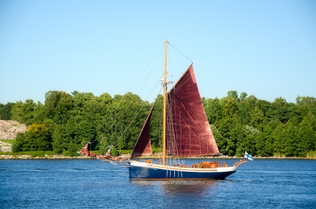 Old sailboat the coast of Finland.の写真素材