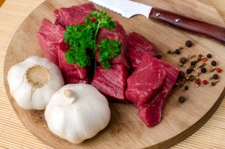 Fresh meat with spices and parsley.の写真素材