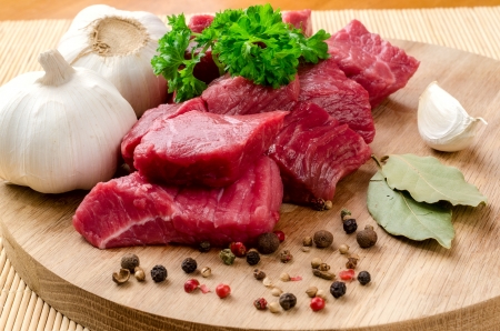 Fresh meat with spices and parsley.の写真素材