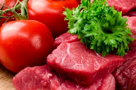 Fresh meat with spices and parsley.の写真素材