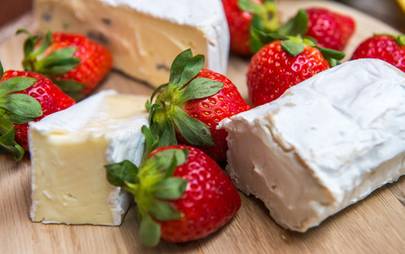 Cheese Plate with Strawberries,Franceの写真素材