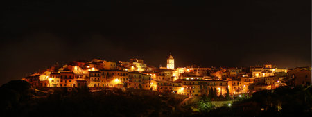 village at nightの写真素材