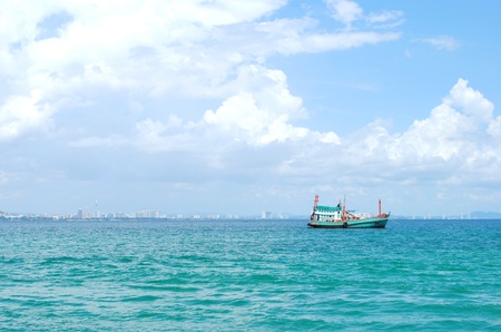 fishing boat in the Gulf of Thailand の写真素材
