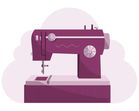 Flat vector illustration of sew machine icon