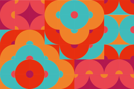 Seamless vector pattern with abstract geometric shapes in retro style.