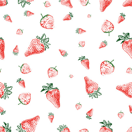 Seamless background made of strawberries of different shapes and sizesのイラスト素材