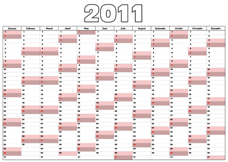 calendar for 2011 in Englishのイラスト素材
