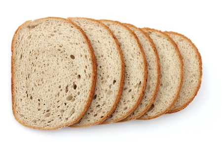 wheat rye bread isolated on white backgroundの写真素材