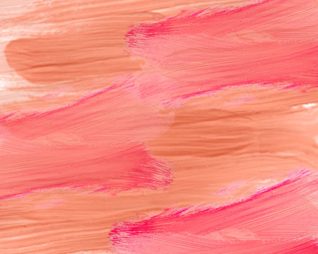 close up of a pink paint brush strokes on white paper backgroundの写真素材