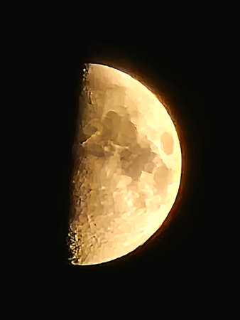 Partial Solar Eclipse of the Moon on a Black Background. Top View.の写真素材