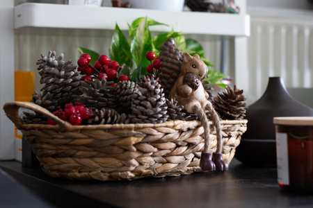 squirrel on a string Autumn arrangement DIY, simple, naturalの写真素材