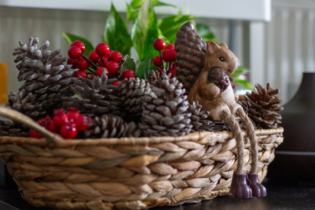 squirrel on a string Autumn arrangement DIY, simple, naturalの写真素材