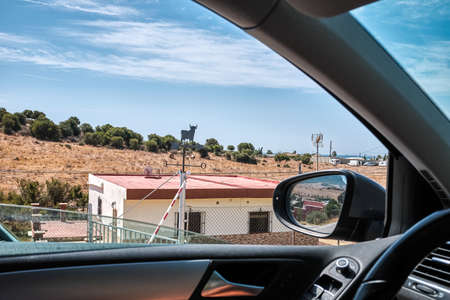 TARIFA, SPAIN; AUGUST 28, 2020: Trip to Playa de Bolonia, CÃ¡diz, Spain. Arriving at the beach and parking the carのeditorial素材