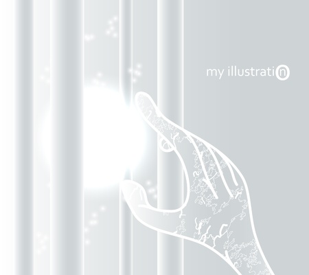 hand goes to the particle energy, abstract background eps10のイラスト素材