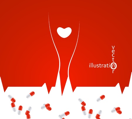 Heartbeat ekg pulse tracing, medical pill capsules , health vector illustration eps10のイラスト素材