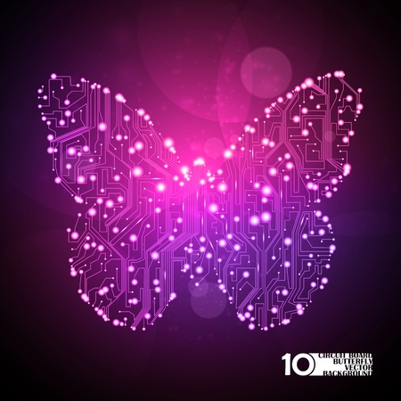 circuit board vector background, technology illustration, butterfly illustration eps10のイラスト素材