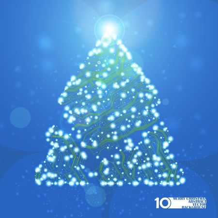 circuit board vector background, technology illustration, christmas tree eps10のイラスト素材