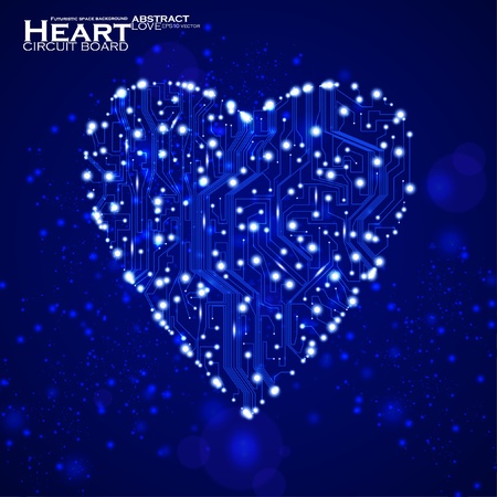 circuit board vector background, technology illustration, form of heart eps10のイラスト素材