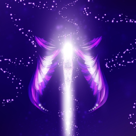 Angel futuristic background, wing illustrationの写真素材