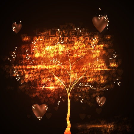 Valentines day illustration, abstract tree in the hearts backgroundの写真素材