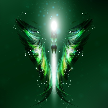 Angel futuristic background, wing illustrationの写真素材