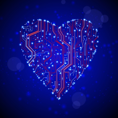 circuit board background, technology illustration, form of heart eps10の写真素材