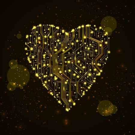 circuit board background, technology illustration, form of heart eps10の写真素材