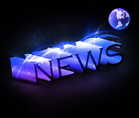 3d colorful news text with globeの写真素材