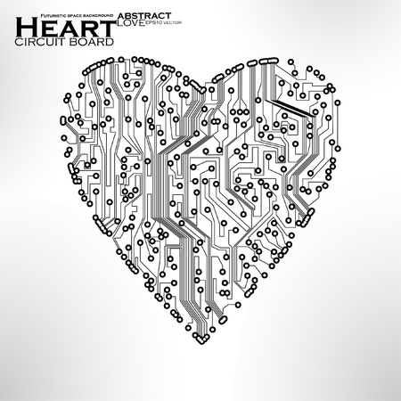 circuit board vector background, technology illustration, form of heart eps10のイラスト素材