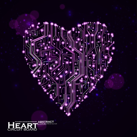circuit board vector background, technology illustration, form of heart eps10のイラスト素材