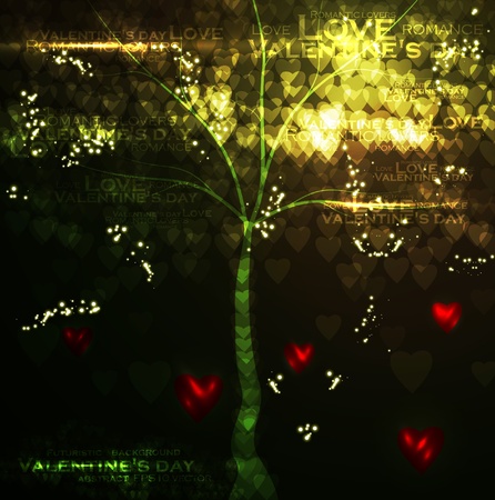 Valentines day illustration, abstract tree in the hearts background eps10のイラスト素材