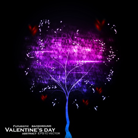 Valentines day illustration, abstract tree in the hearts background eps10のイラスト素材