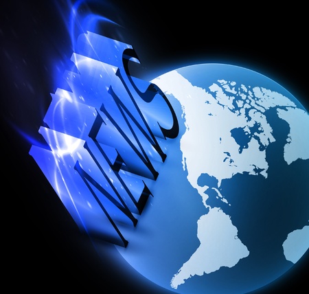3d colorful news text with globe のイラスト素材