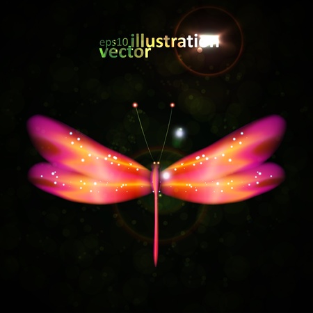 Shiny abstract dragonfly, futuristic colorful illustration のイラスト素材