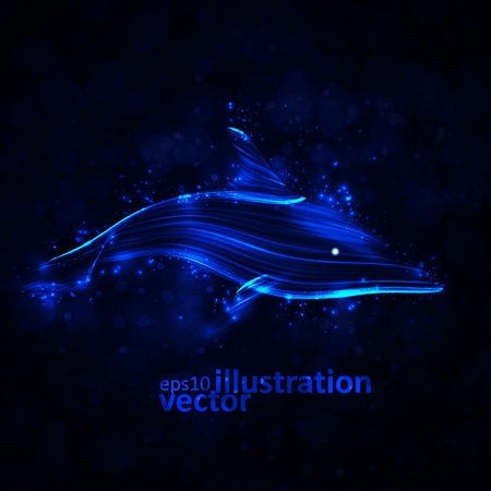 Neon dolphin, abstract futuristic strip, stylish illustration のイラスト素材