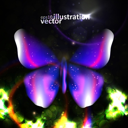 Shiny abstract butterfly, futuristic colorful vector illustration.のイラスト素材