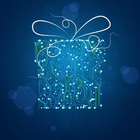 circuit board background, technology illustration, christmas giftの写真素材