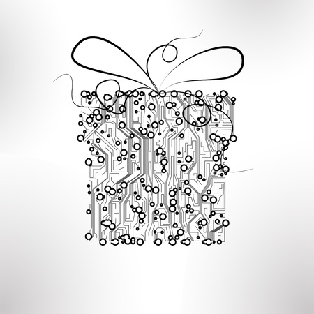 circuit board background, technology illustration, christmas giftの写真素材