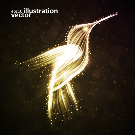  Neon hummingbird, abstract lights vector backgrounds eps10のイラスト素材