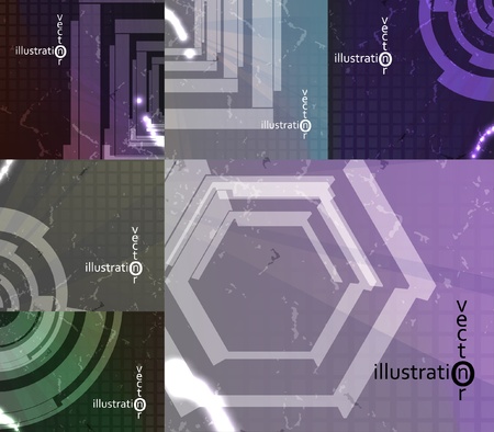 set for abstract vector background, technology futuristic illustration のイラスト素材