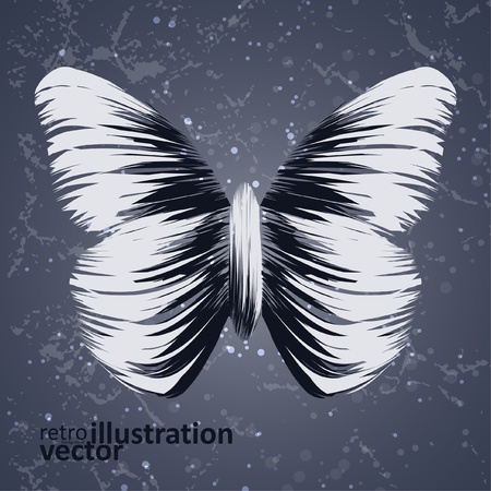 retro butterfly on old background, colorful abstract illustrationのイラスト素材