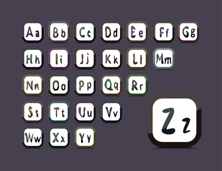 editable English alphabet - collage of 26 buttons のイラスト素材