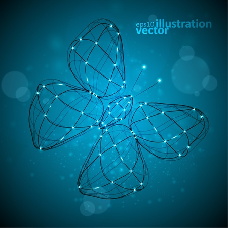 Shiny abstract butterfly, technology energy vector illustration のイラスト素材