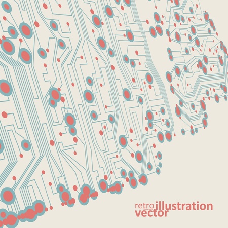 Retro circuit board vector background, vintage technology illustrationのイラスト素材